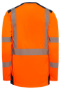 Tee-shirt HV 100% polyester (dont 89% GRS) manches longues Bali 7 - Orange/bleu Marine