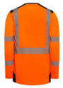 Tee-shirt HV polyester-coton manches longues Jakarta 2 - Orange/bleu Marine