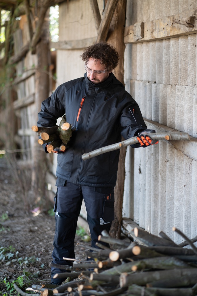 Parka Ripstrop YUZU II doublure polaire dos long - noir/orange