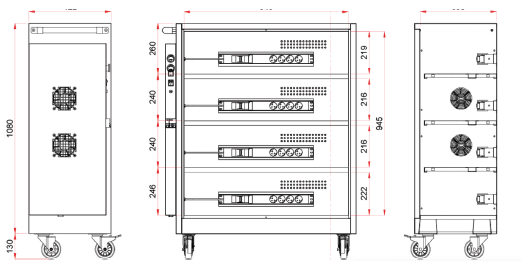 Armoire charge-batteries portatifs gris Ral7039