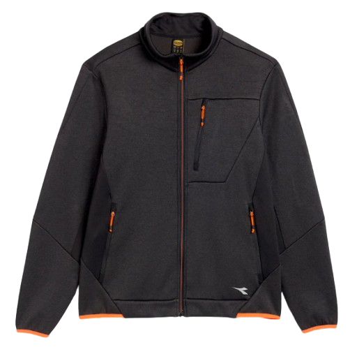 Polaire technique super stretch FLEECE TECHNO (noir / liseré orange fluo)