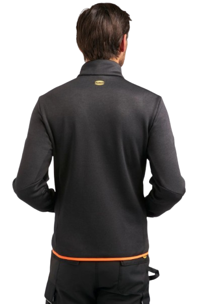 Polaire technique super stretch FLEECE TECHNO (noir / liseré orange fluo)