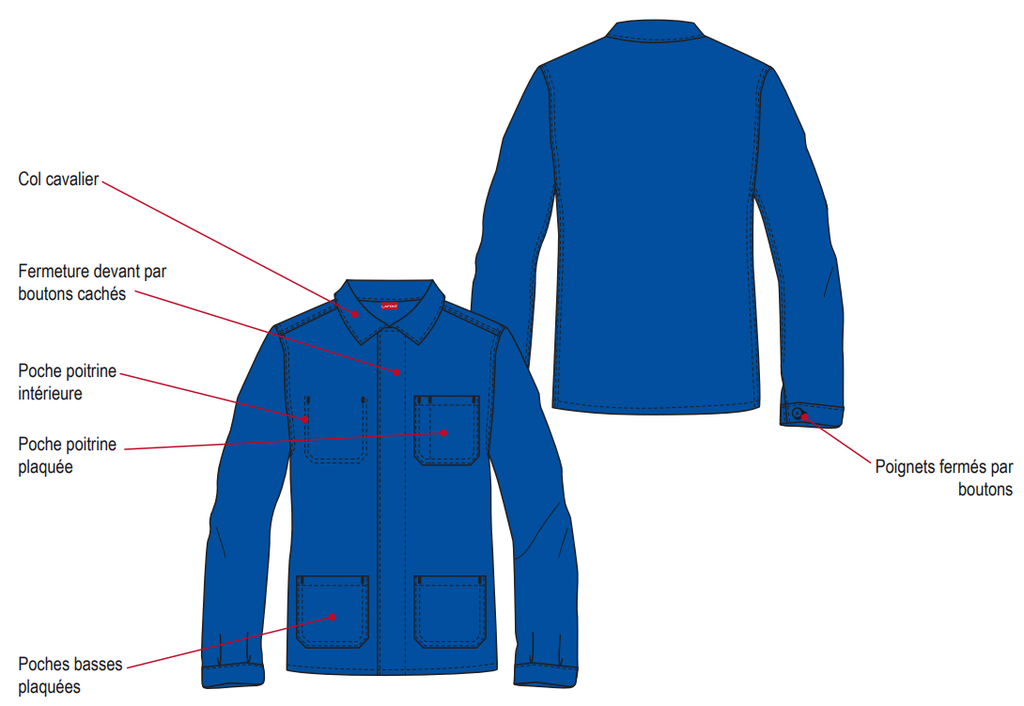 Veste de travail bleue 100% coton