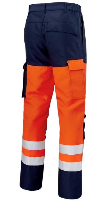 Pantalon genouillères SAFELINE HV multirisques - orange/marine EJ82