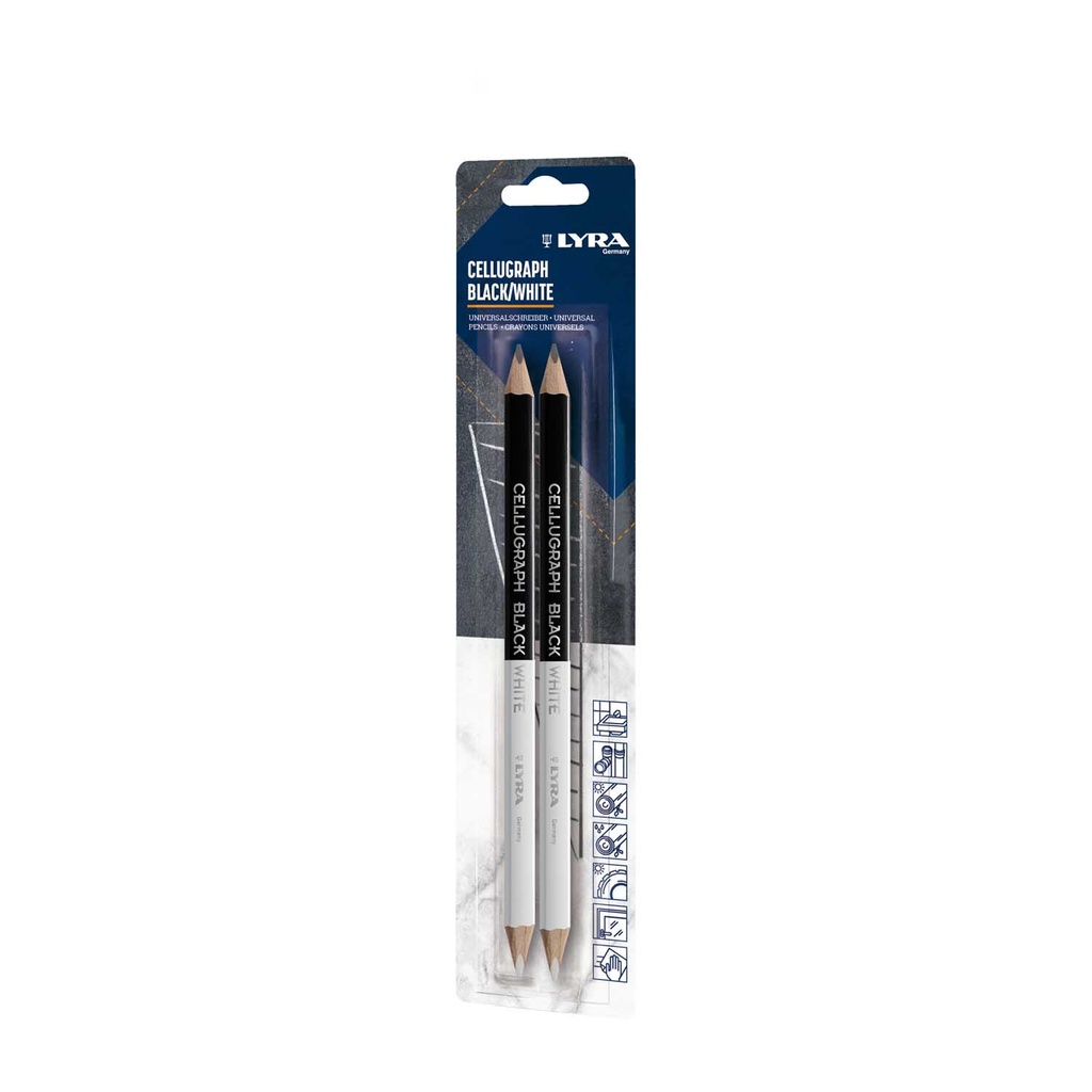 Crayon universel Lyra Cellugraph noir/blanc pour carreleurs - lot de 2