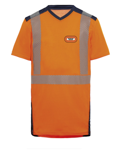 Tee-shirt HV polyester coton orange/marine RICHELMI manches courtes Jakarta