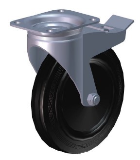 Roue pivotante diam 200 mm bandage caoutchouc pour quai de chargement 3 mètres (quai 2019)
