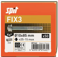 Cheville FIX3 10x85/25-15 montées (Boite de 50)