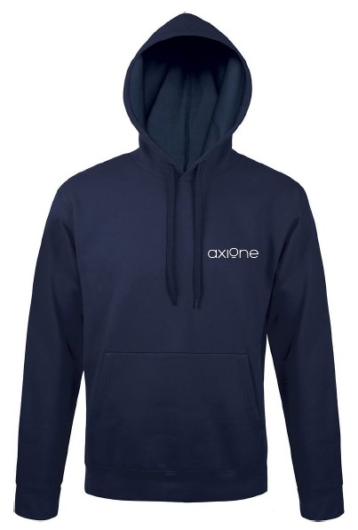 Sweat 280gr à capuche marine AXIONE blanc