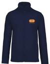 Navy zipped fleece jacket embroidered with BY BAT HABITAT RESIDENTIEL heart logo + Ivry Gargarine construction site white back