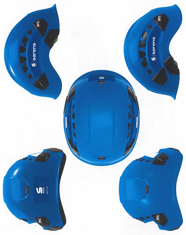 Casque Vertex Vent bleu visière Vizir + jugulaire + porte badge + housse de protection bleu SARENS (min cde : 20 casques)