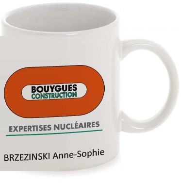 White ceramic mug 350ml BY CN EXPERTISES NUCLAIRES + SURNAME First name