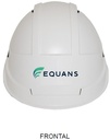 Casque Kara de monteur visière courte sans lunette jugulaire 4 points boucle flash (Blanc) - Siglé frontal EQUANS par carton de 20
