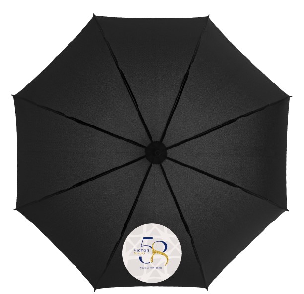 Parapluie tempête noir mât orange 58VH couleurs sur 1 pan (280x210mm)