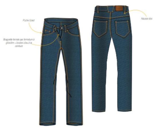 Jean's FEMME Denim broderie devant gauche Logo par Entité (avec ou sans logo)