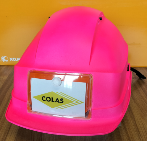 Casque Iris II porte badge + Lunettes avec aération - Jugulaire 4 points boucle flash noire - Rose - Colas