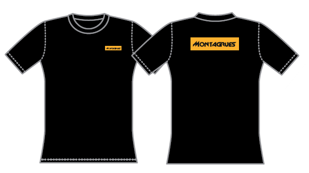 Tee-shirt 100% coton 150gr noir manches courtes MONTAGRUES 1 couleur coeur + dos