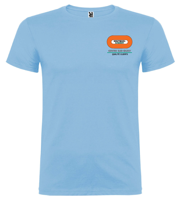 Tee-shirt 155gr col rond bleu ciel BY BAT CENTRE SUD OUEST Qualité Clients manches courtes