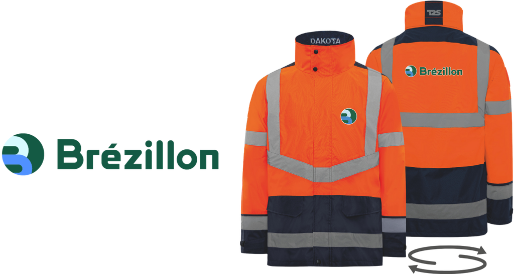 Parka 4 en 1 HV orange Homme respirant - Logo Coeur + Dos - parka + gilet intérieur
