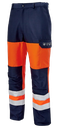 Pantalon genouillères SAFELINE HV 300gr 75% coton - 24% polyester - 1% antistatique multirisques atex orange/marine EJ82