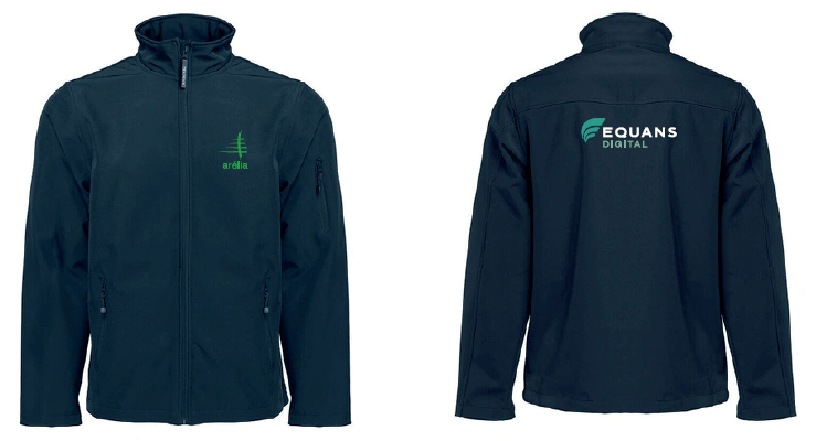 Softshell marine 340gr 3 couches respirant - imperméable et coupe vent brodé ARELIA coeur + EQUANS DIGITAL dos