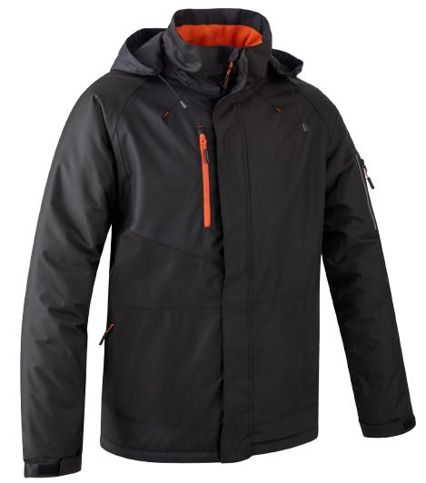 Parka Ripstrop YUZU II doublure polaire dos long - noir/orange
