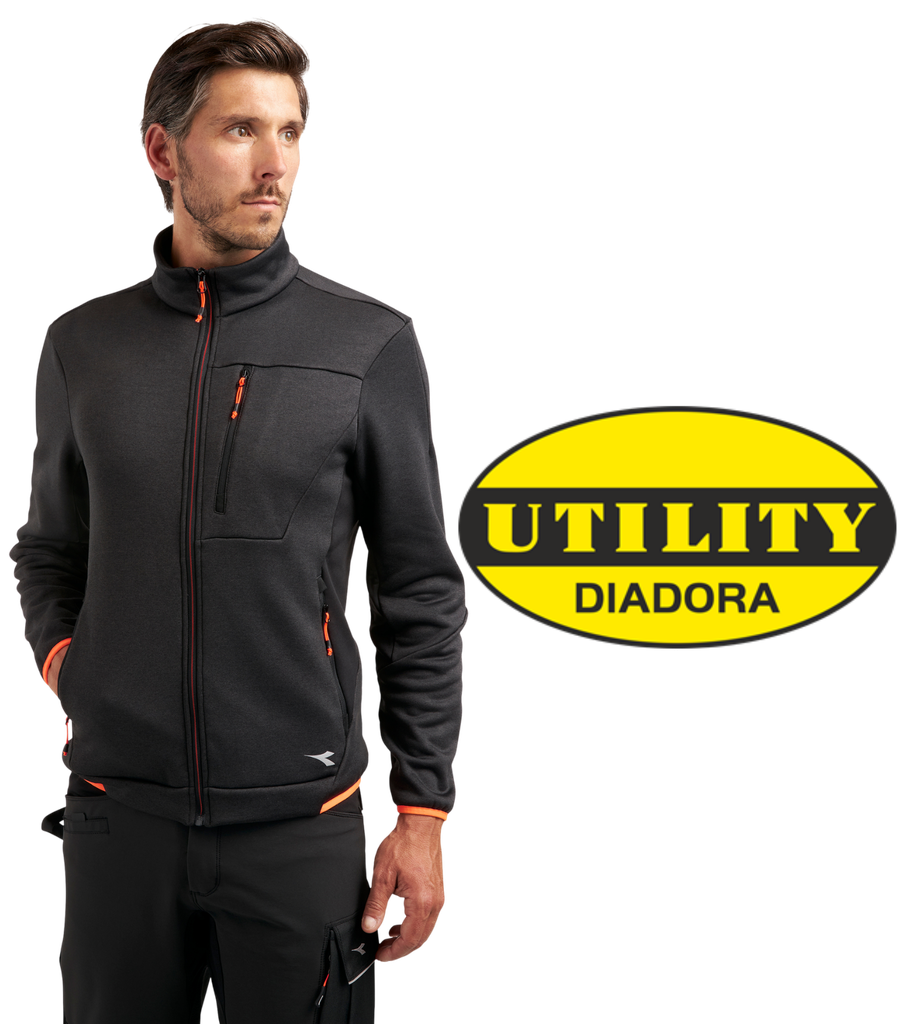 Polaire technique super stretch FLEECE TECHNO (noir / liseré orange fluo)