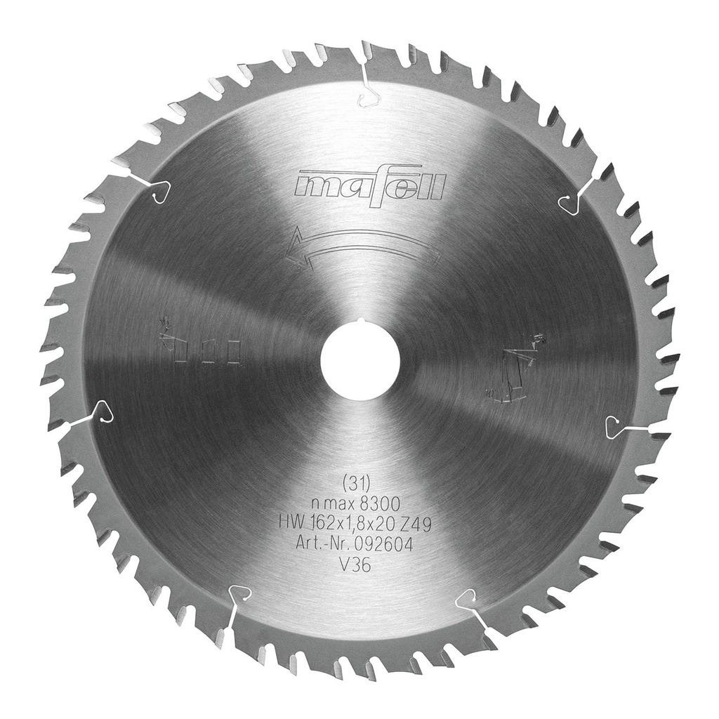 Lame scie circulaire carbure MAFELL MT55CC coupe fine pour bois universel Diam.162x1,8x20mm  49 dents