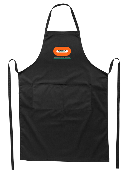 Tablier Viera 240gr noir 65% polyester - 35% coton longueur 1000mm - largeur 700mm brodé BY BAT RENOVATION PRIVEE 