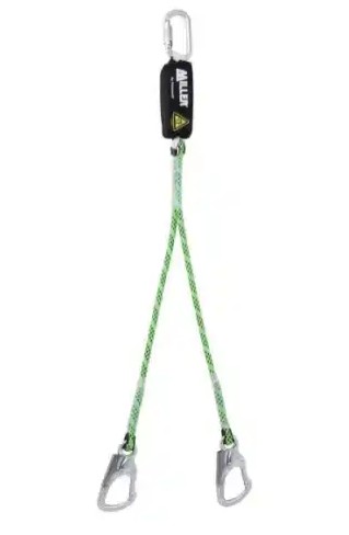 Longe Y double drisse EDGE avec absorbeur d'énergie avec mousqueton quart de tour et manucroche 1,5m