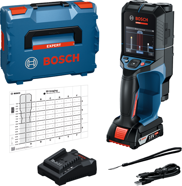 Scanner mural 18V Expert D-TECT 18V-200-17C - En coffret avec 1 batterie 18V 2Ah + 1 chargeur