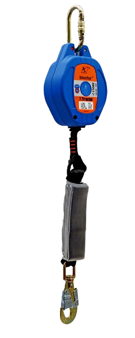 Antichute enrouleur sangle Blocfor 6m avec dissipateur ESD - 1 mousqueton M10 à vis 1 mousqueton M47