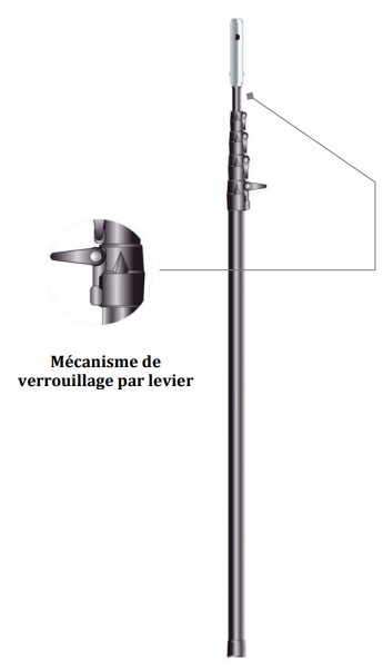 Perche télescopiques dépliée->6.05m-repliee->1.45m (sur cde)