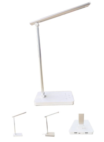 Lampe de bureau LED blanche et argentée 10-15 W