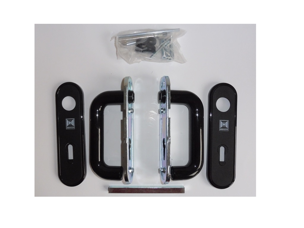 2 black handles for MZ door, 9 square