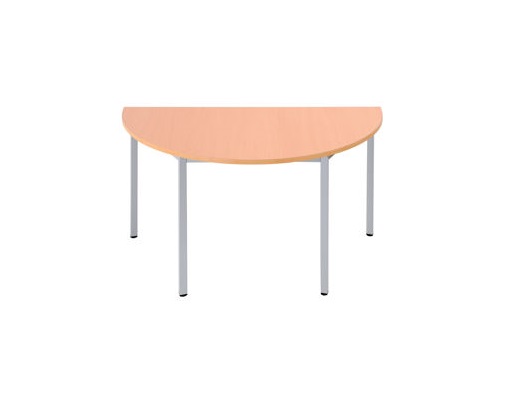 Table demi-lune 140x70 hêtre cadre et pieds métal noir ep. 19mm