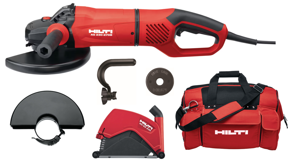 AG 230-27DB corded angle grinder complete kit 3 housings