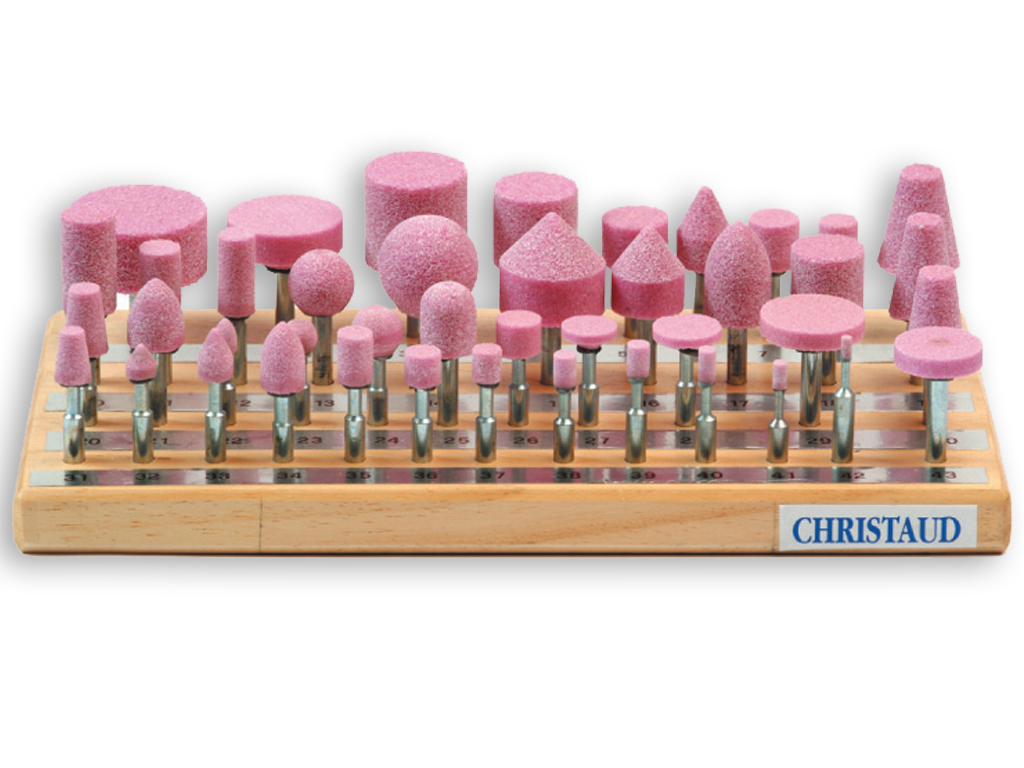 Set of 43 grinding wheels for straight grinders