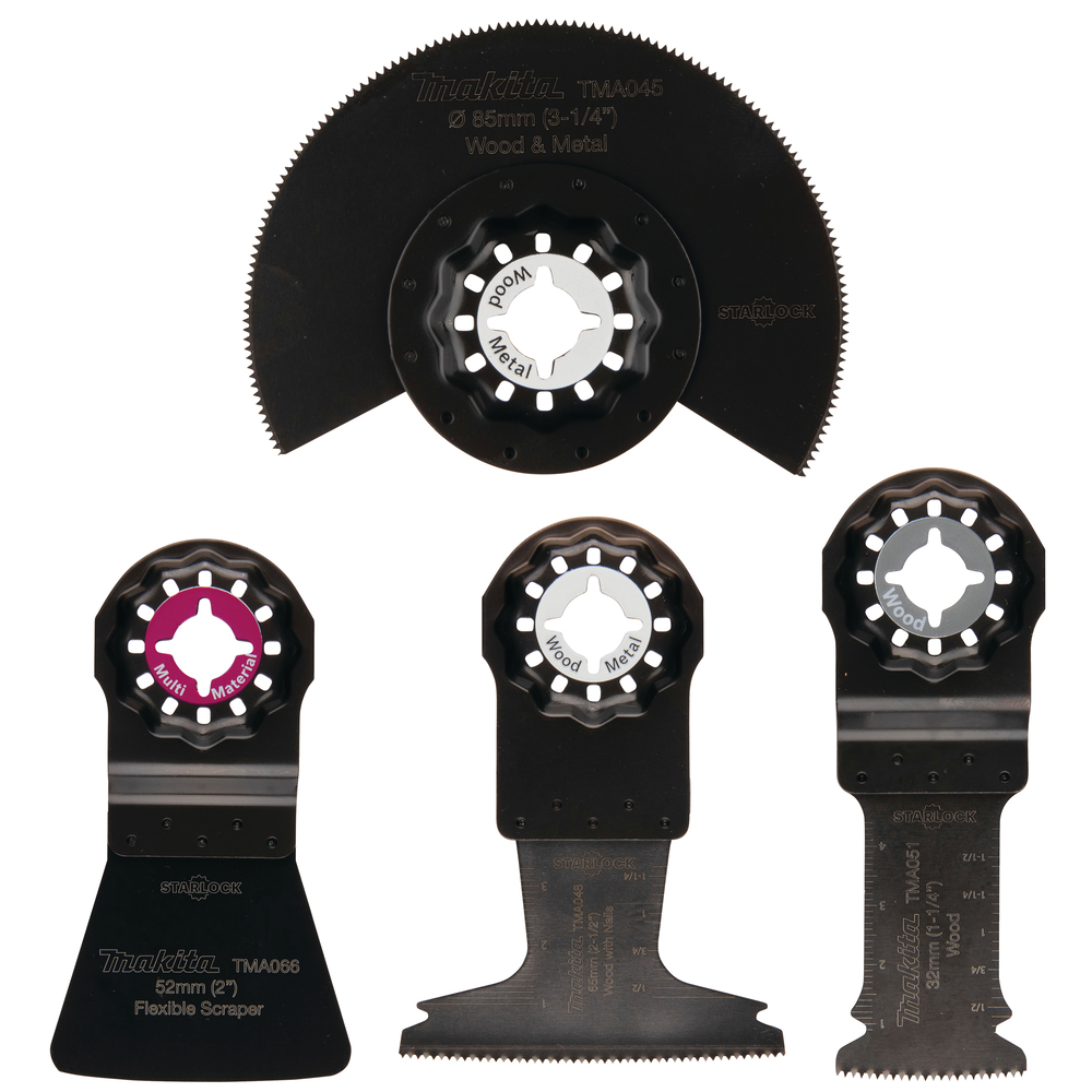 Set of 4 wood and parquet accessories for oscillating knife