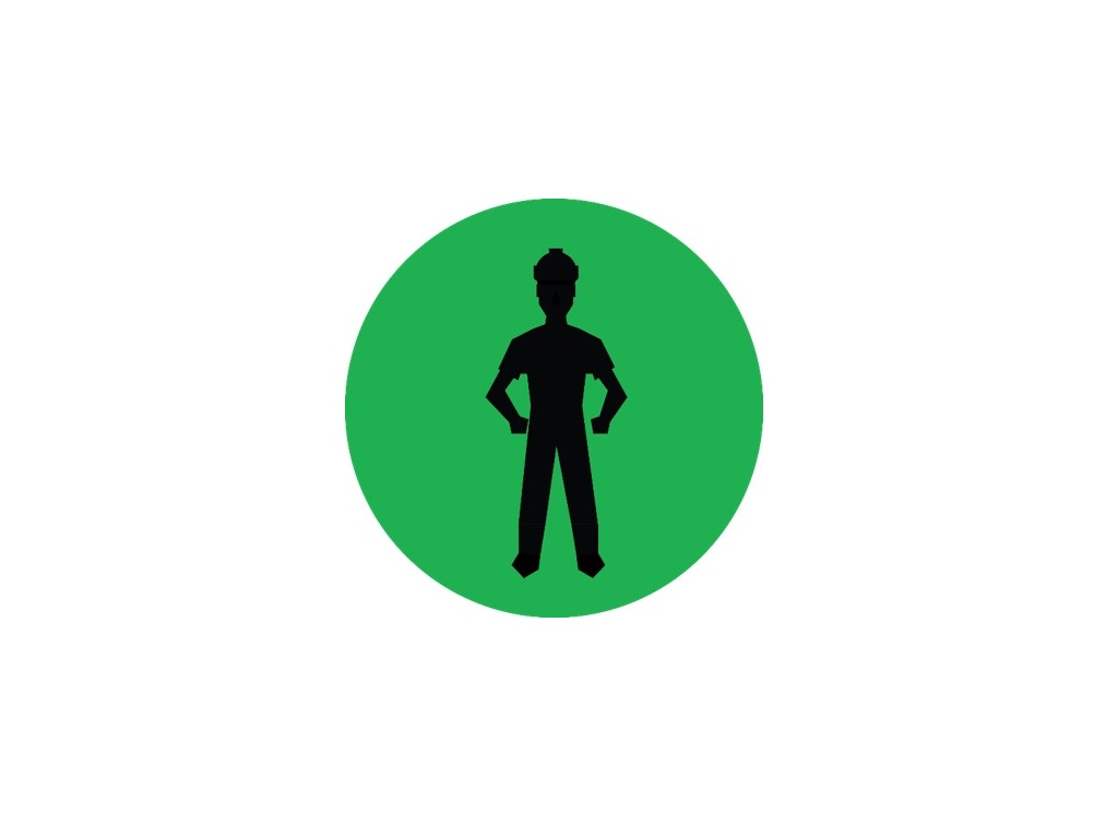 Green handling sticker <15kg Diam. 50 mm