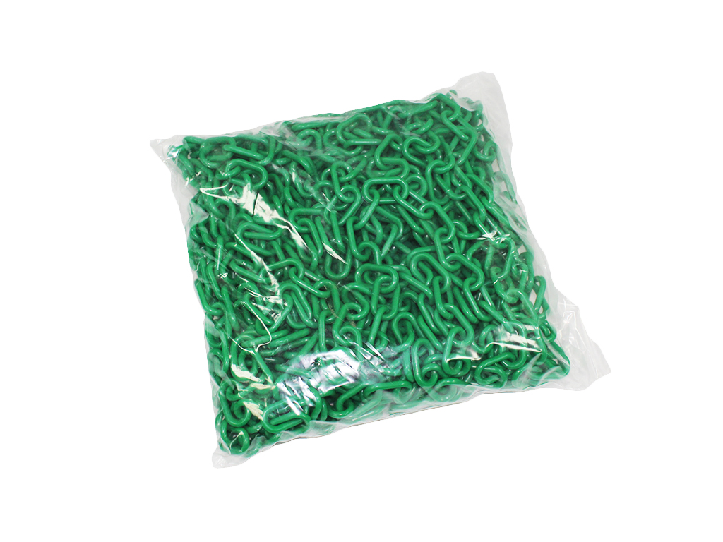 Green plastic chain No. 8 for pedestrian traffic