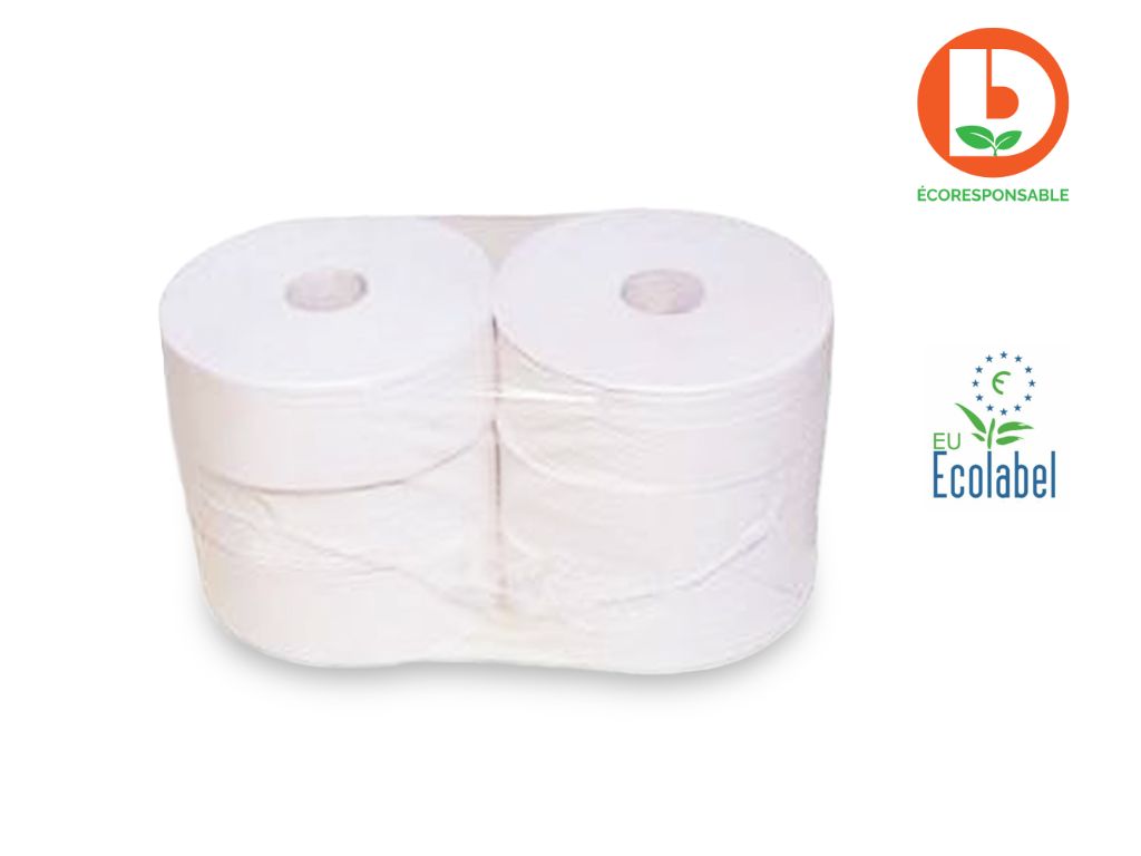Papier toilette taille maxi grand dévidoir 6 rouleaux 2 plis de 320m Ecolabel