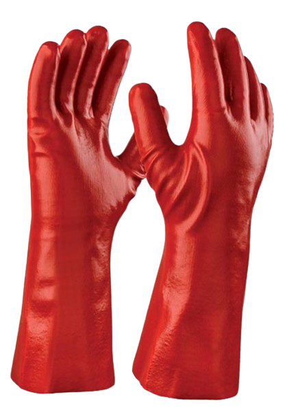 Red coated PVC glove, 40 cm cuff