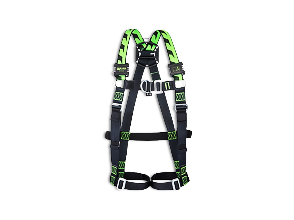 Duraflex 2-point harness with elastic shoulder strap and automatic buckles