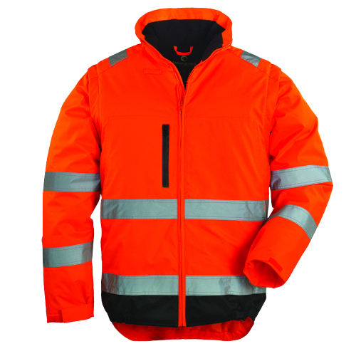 Warm HV vest with removable polyester sleeves