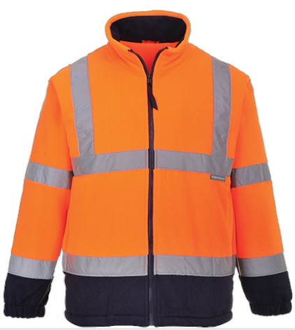 300gsm orange/navy zipped HV fleece