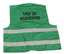Green vest with retro stripes for drill leader on the back