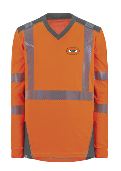 RICHELMI Jakarta long-sleeved polyester cotton orange/grey HV T-shirt