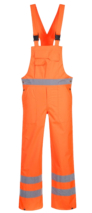 Breathable HV rain bib and brace unlined Orange