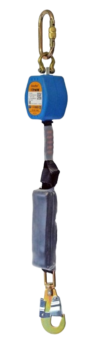 Antichute enrouleur sangle Blocfor 1,8m avec dissipateur ESD - 1 mousqueton M11 1/4 de tour - 1 mousqueton M47 automatique - Fonctionne en vertical et horizontal - Utilisable pour nacelle